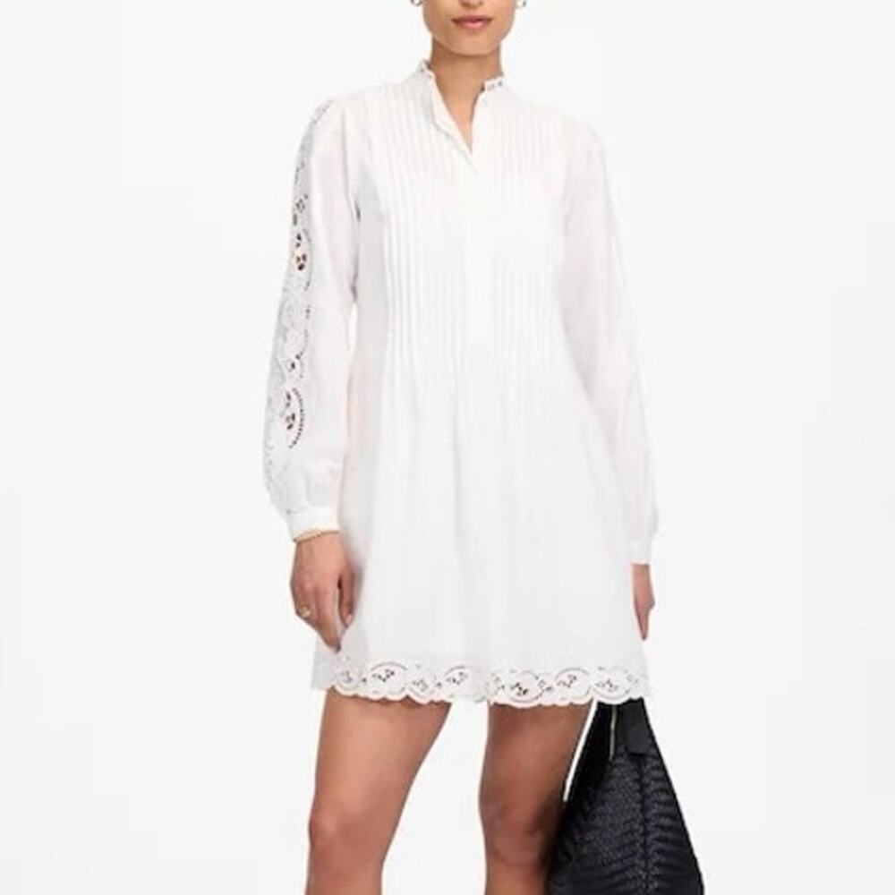 Madewell White Eyelet Long-Sleeve Mini Dress